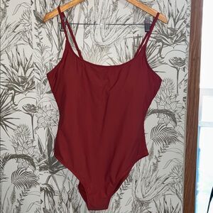 Amazon 2XL NWOT Red Orange One Piece Spandex Swimsuit
